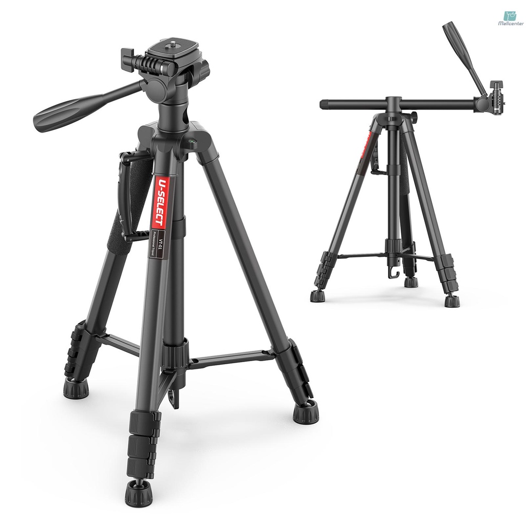 U-Select VT-01 Portable Camera Tripod Monopod Horizontal Tripod Stand Aluminum Alloy 3kg Load Capacity 180cm/ 70.87Inch Max. Height with Carrying Bag for DSLR Mirroless Camera Camcorder Smartphone Pho