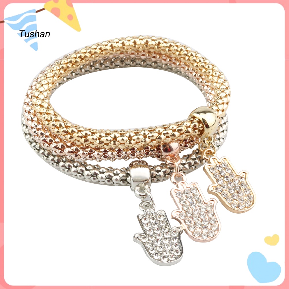 Bộ 3 Vòng Tay Mặt Trái Tim / Bàn Tay Fatima Đính Đá Thời Trang