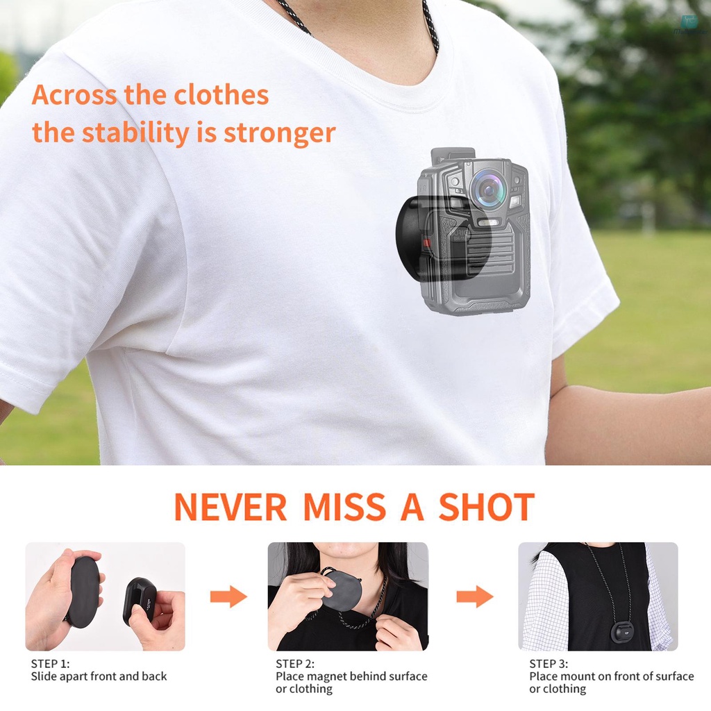 UURIG BH-15 Universal Body Camera Mount Magnetic Neck Holder Camera Mount Replacement for BOBLOV &amp; Most Body Cam Stick to Clothes