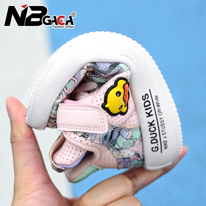 Giày Sneaker Phối Lưới Thoáng Khí Chống Trượt Họa Tiết Động Vật Hoạt Hình Size 24-35 Thời Trang Cho Bé Trai Và Gái