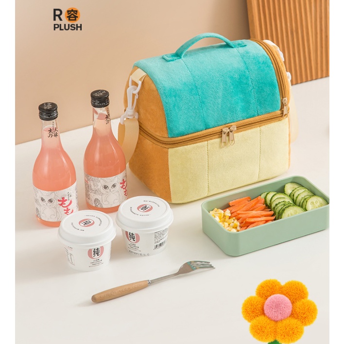 Túi Đựng Hộp Cơm Trưa Hai Lớp Dày Dặn Cách Nhiệt Kích Thước Lớn