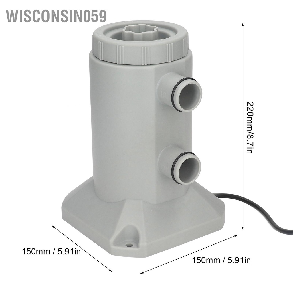 Wisconsin059 Hộp Mực Bơm Lọc Lược Trên Mặt Đất Dễ Dàng Bộ Bể Cao Su Cá Dụng Cụ Vệ Sinh 2000L/H 2.5 Mét Nâng 75W