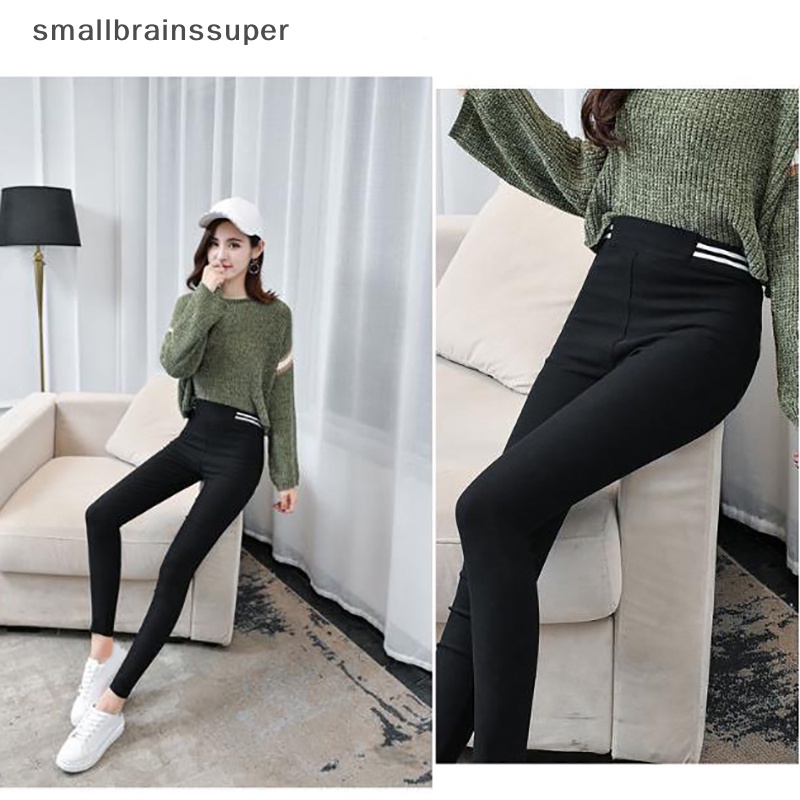 Smallbrainssuper Quần Dài Tới Mắt Cá Chân Dáng Bút Chì Co Giãn Màu Đen Đơn Giản Cho Nữ Tập Yoga De Mujer SBS