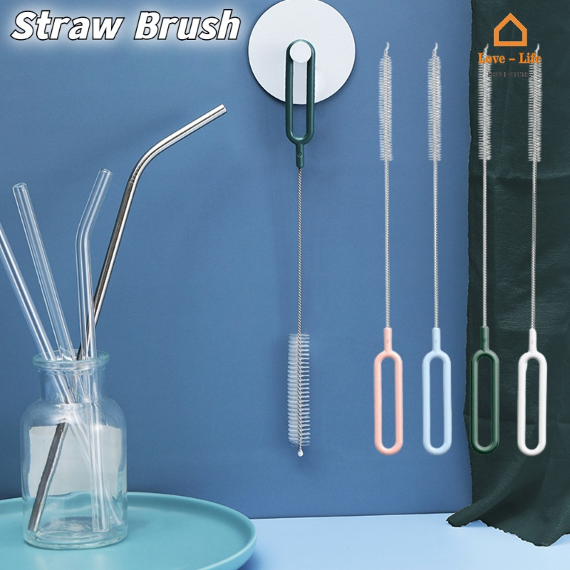 Cọ Vệ Sinh Ống Hút Cán Dài Bằng Thép Không Gỉ / Nylon Lông Mềm Cho Nhà Bếp