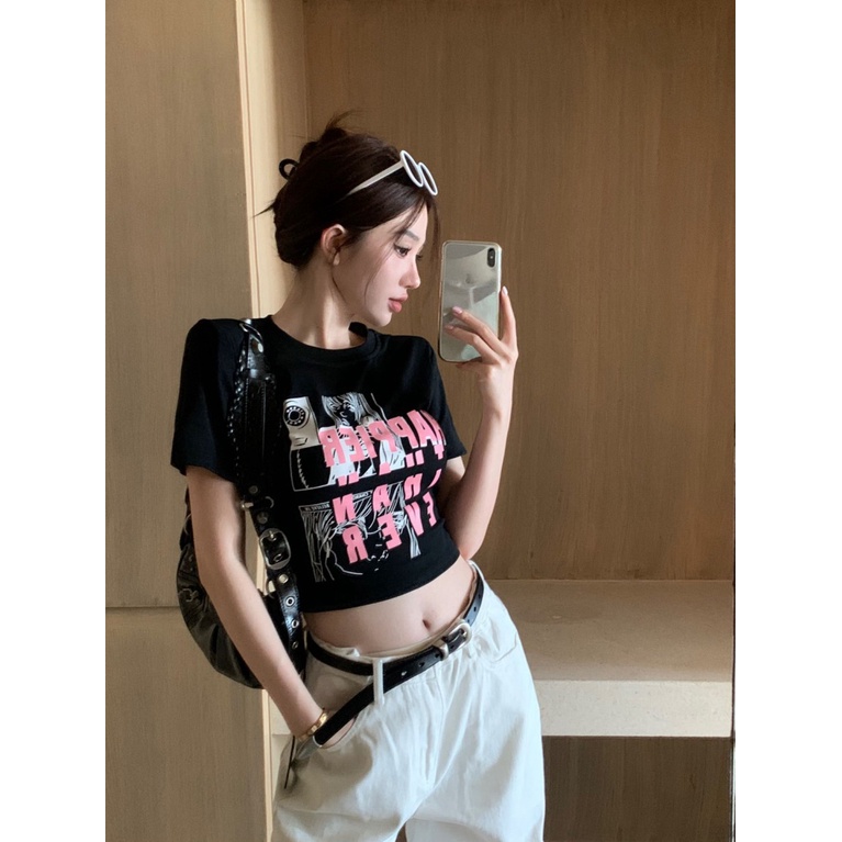 Áo baby tee Thun croptop nữ Tay Ngắn Eo Cao Dáng Ôm Thời Trang Mùa Hè Xinh Xắn Cho Nữ