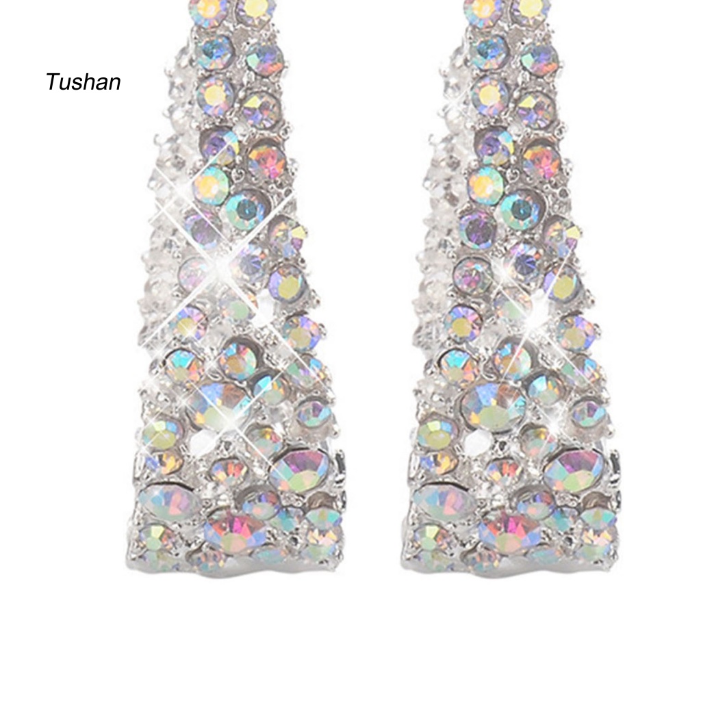 Khuyên Tai Chữ U Đính Đá Nhiều Màu Thời Trang Cho Nữ