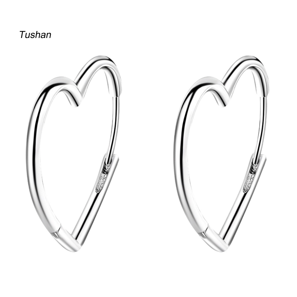 1 Đôi Bông Tai Hình Trái Tim Bằng Đồng Tinh Tế Dành Cho Thanh Thiếu Niên