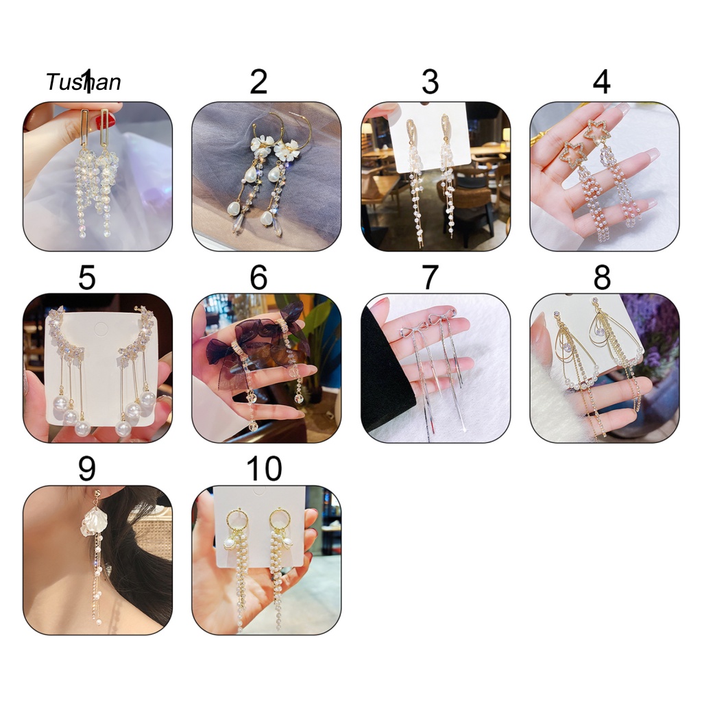 1 Đôi Bông Tai Hình Hoa Đính Ngọc Trai Giả Sang Trọng
