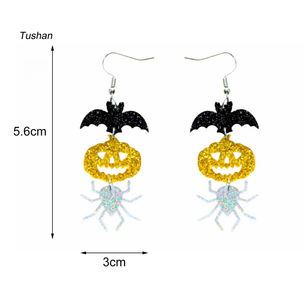 1 Đôi Bông Tai Dáng Dài Hình Nhện / Bí Ngô Phong Cách Halloween Thời Trang
