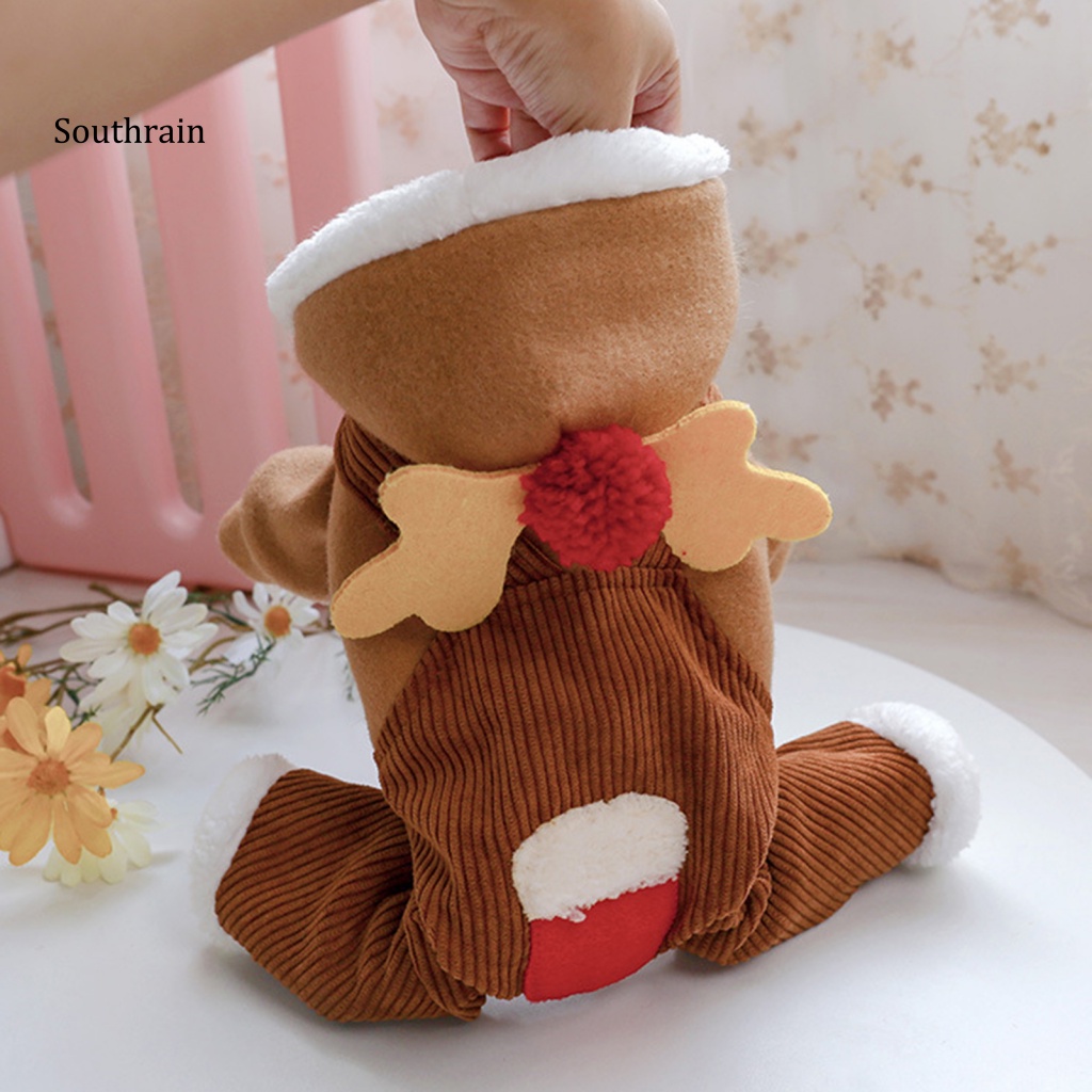 Bộ Áo Liền Quần Bằng Vải Cotton Bốn Ống Hình Tuần Lộc Thời Trang Thu Đông Dành Cho Thú Cưng