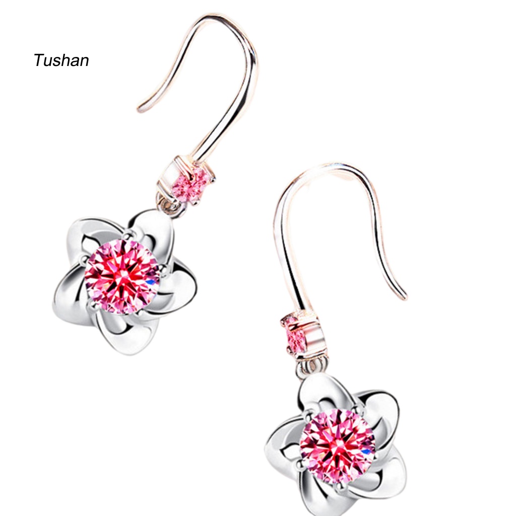 1 Đôi Bông Tai Hình Hoa Đính Đá Lấp Lánh Dành Cho Nữ