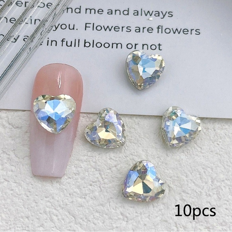 Set 10 Phụ Kiện Trang Trí Móng Tay Hình Trái Tim / Giọt Nước / Bướm / Đá Quý Nhân Tạo Bằng Acrylic