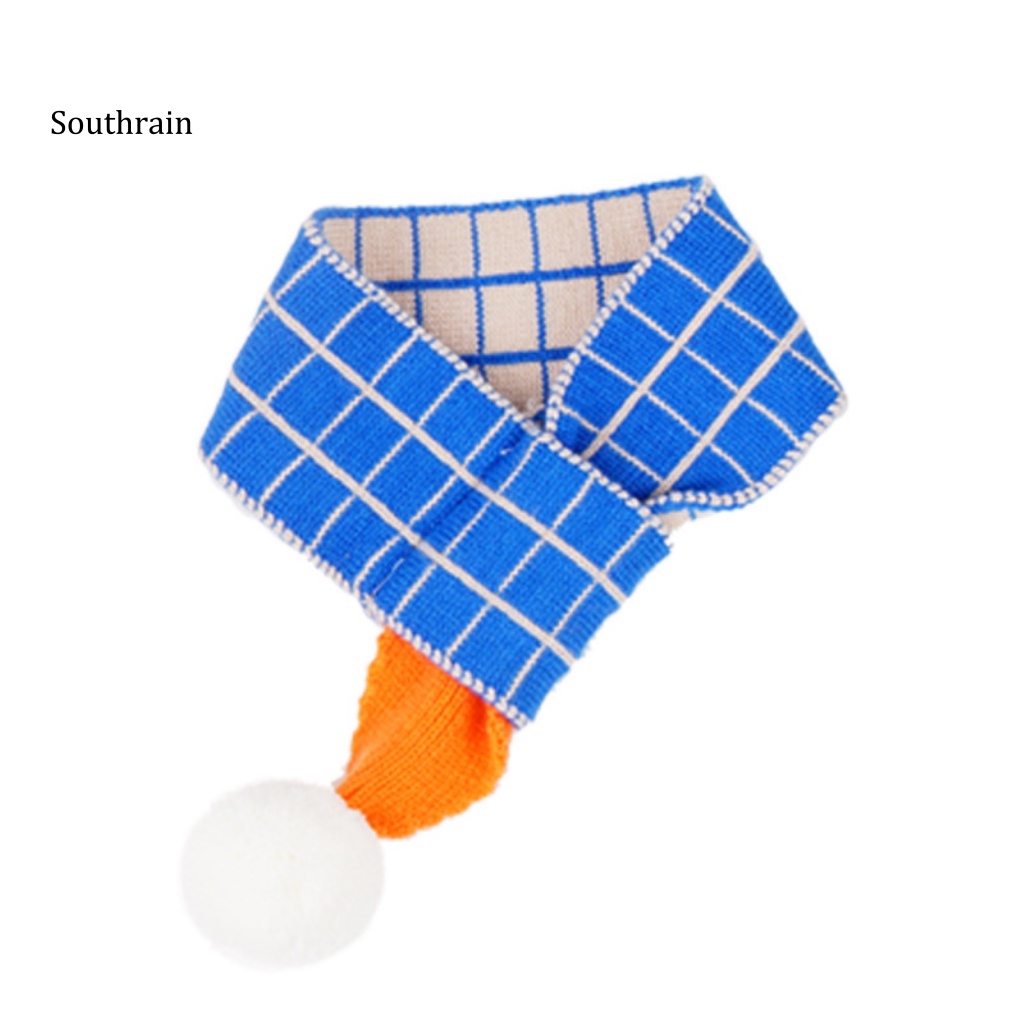 Khăn Choàng Cổ Bằng Polyester Thân Thiện Với Da Họa Tiết Kẻ Sọc Đính Bóng Lông Nhỏ Cho Thú Cưng