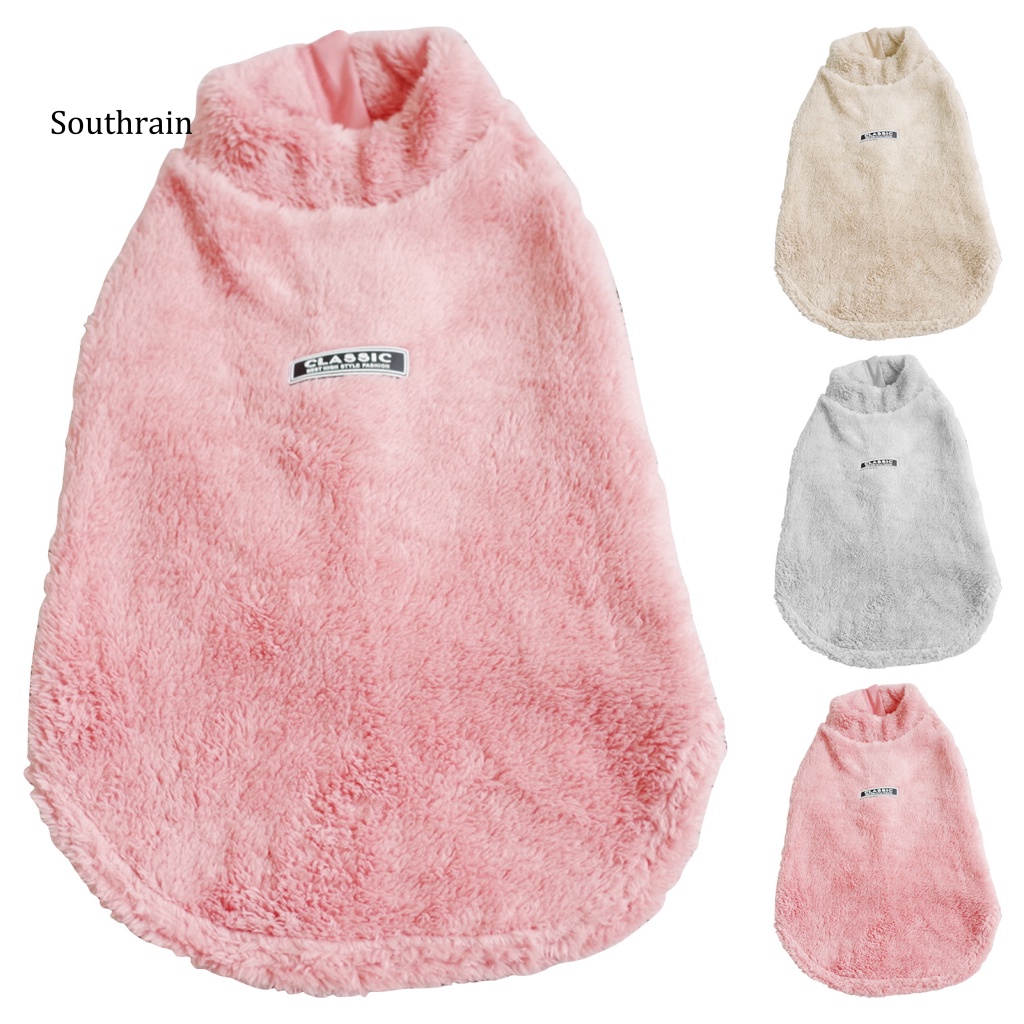 Áo Sweater Lông Cừu San Hô Màu Trơn Có Khóa Kéo Dễ Phối Đồ Thời Trang Mùa Đông Cho Cún Cưng