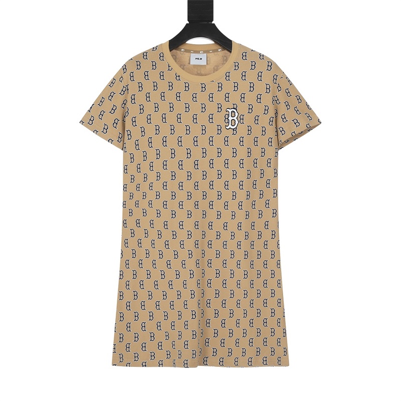 M &amp; L &amp; B &amp; Đầm Thể Thao Mỏng Vừa Vặn Cổ Tròn Thêu Nhãn MLB