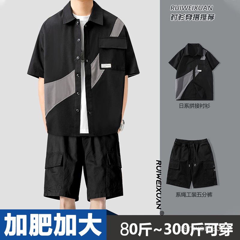 Set Áo Sơ Mi Ngắn Tay Và Quần Short Thời Trang Mùa Hè Chất Lượng Cao Cho Nam Plus Fat