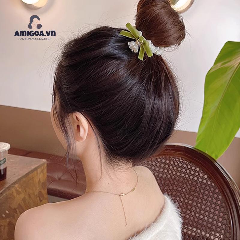 ✨✨Dây Cột Tóc Co Giãn Hình Hoa Lan / Chuông Xinh Xắn