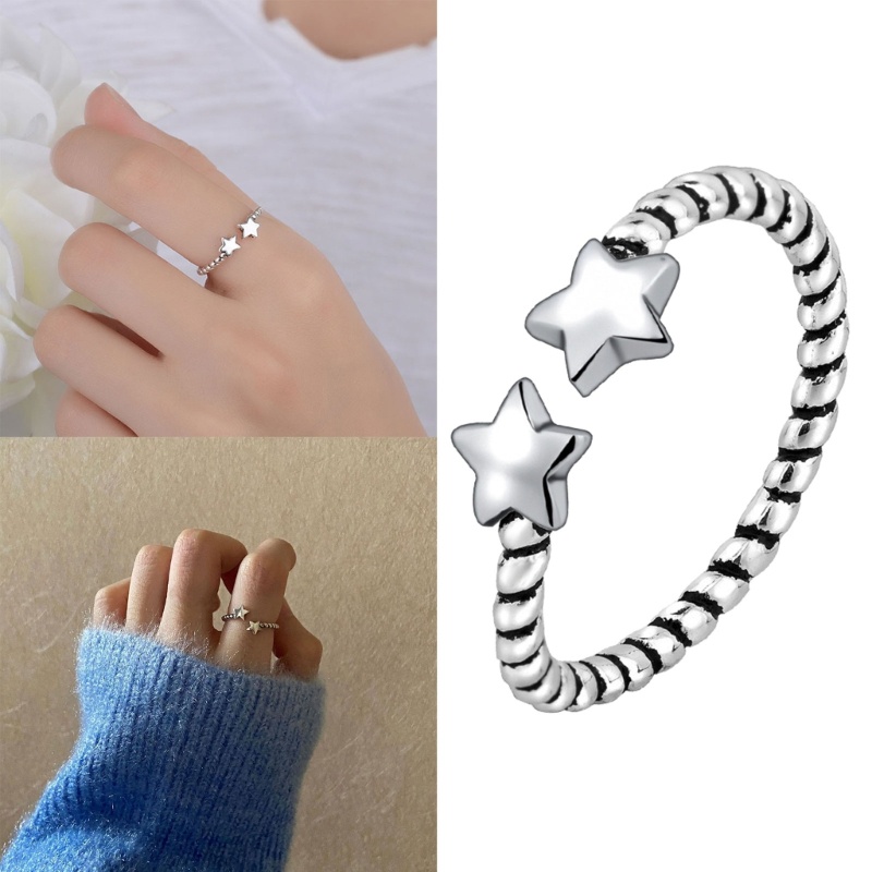 Nhẫn Mạ Vàng / Bạc 2K Hình Ngôi Sao Có Thể Điều Chỉnh Kích Thước