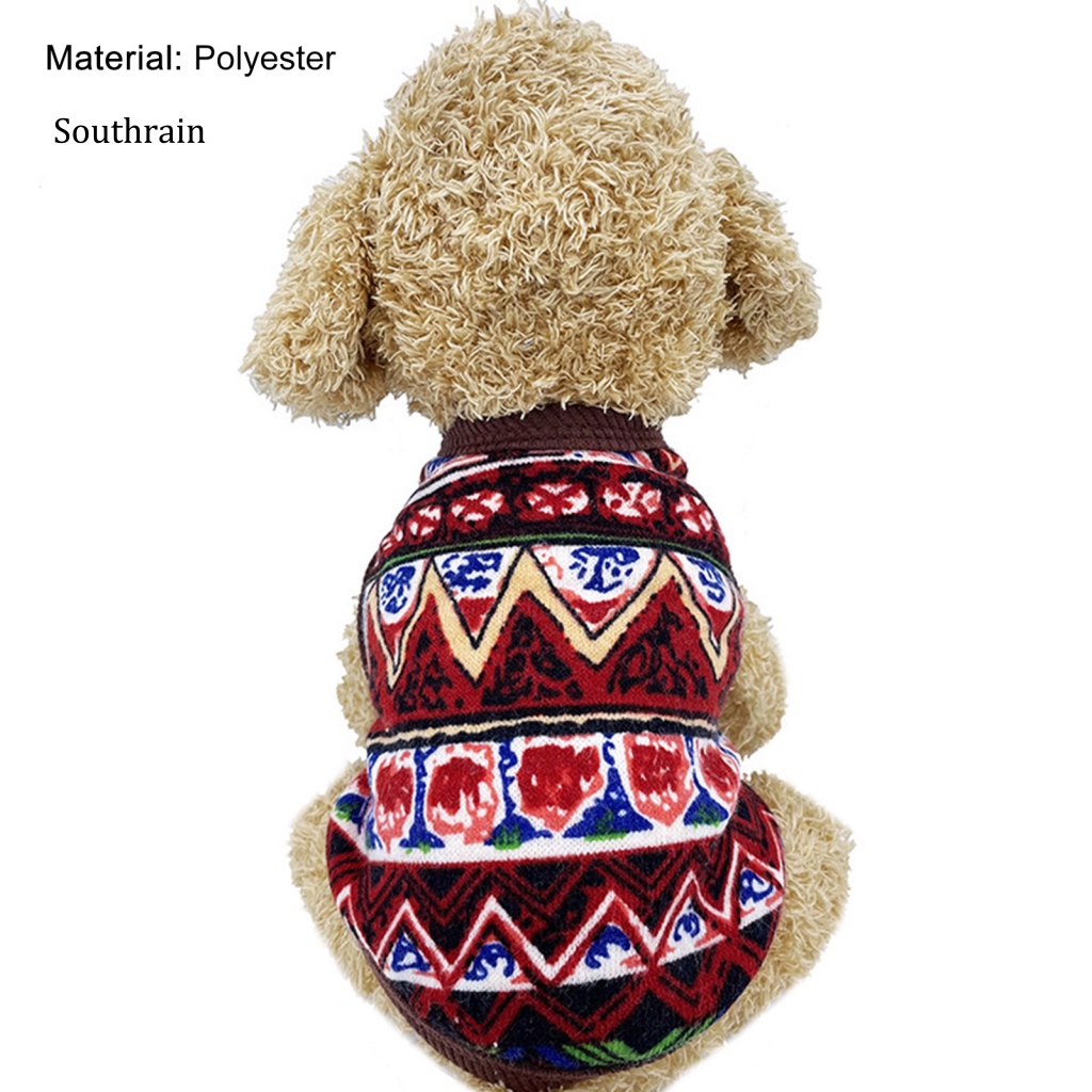 Áo Sweater Vải Polyester Thoáng Khí In Họa Tiết Độc Đáo Giữ Ấm Mùa Đông Cho Cún Cưng