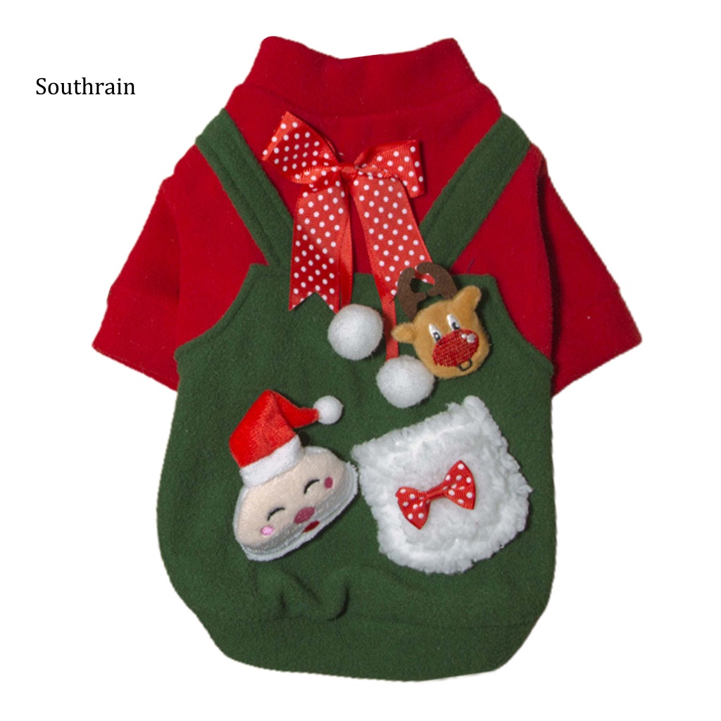 Áo Sweater Chui Đầu Giữ Ấm Thân Thiện Với Da In Họa Tiết Hoạt Hình Giáng Sinh Cho Thú Cưng