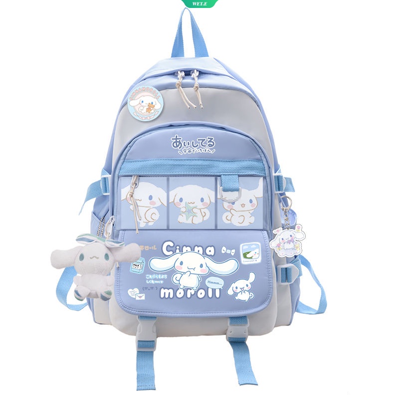 SANRIO Balo Đi Học Mẫu Mới 2023 Hình Cinnamoroll Đáng Yêu Chống Nước Sức Chứa Lớn Cho Bé Gái