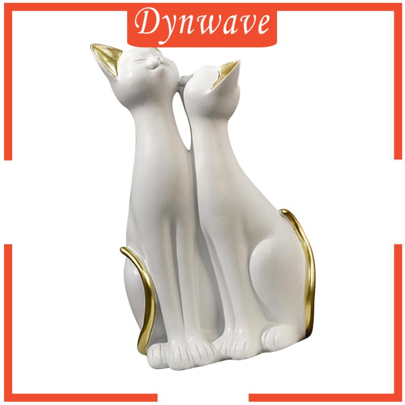 [Dynwave] Mô Hình Tượng Mèo Cặp Đôi Bằng Nhựa Resin Để Bàn Trang Trí