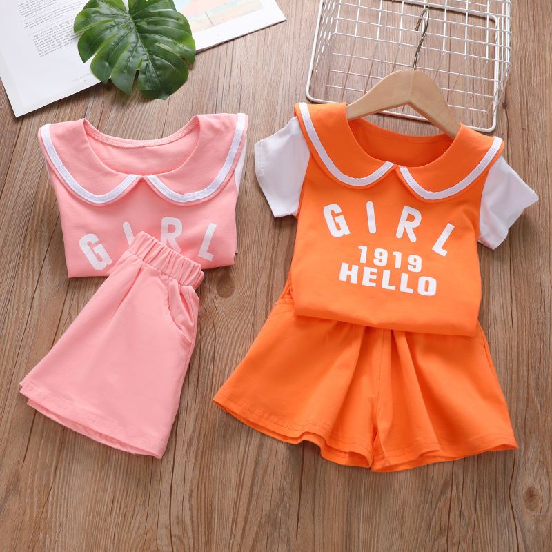 Set Áo Thun Tay Ngắn Và Quần Short Cotton Họa Tiết Dâu Tây Dễ Thương Thời Trang Mùa Hè Cho Bé Gái 071X