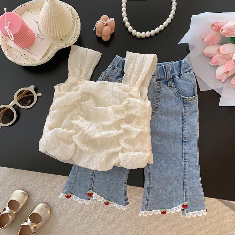 Quần Jeans Crop Top Mùa Hè 23 Phong Cách Hàn Quốc Hợp Thời Trang Cho Bé Gái QLE3