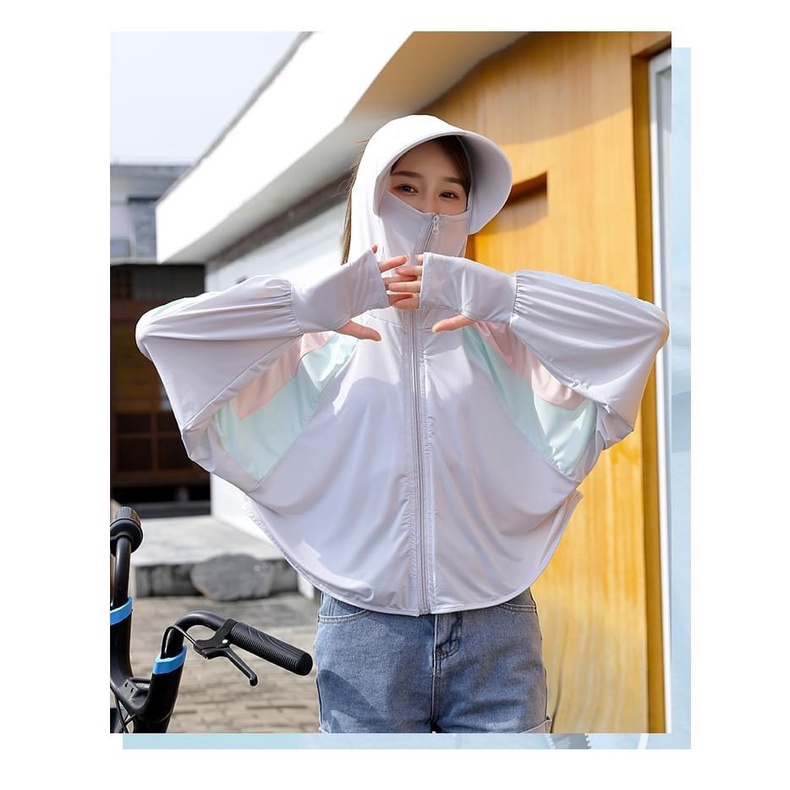 Áo chống nắng phối màu, áo nắng kèm mũ vành rộng mẫu mới 2023