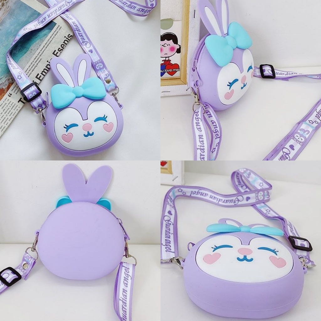 Túi Đeo Chéo Bằng Silicon Hình Thỏ Dễ Thương Cho Bé Gái