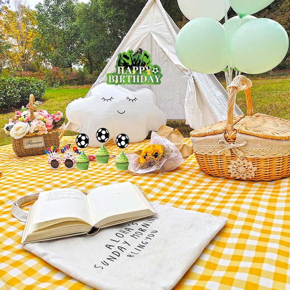 =Christmas=7pcs Football Cupcake Toppers Wrappers Kit World Cups Footballs Cake Insert