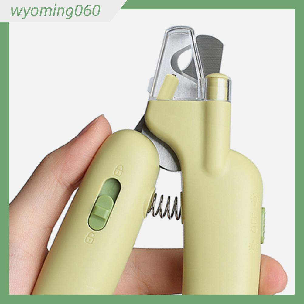 Wyoming060 Kéo cắt móng tay cho thú cưng Lưỡi thép không gỉ an toàn Hình quả chuối Tay cầm Tông đơ chó mèo có đèn LED Tập tin