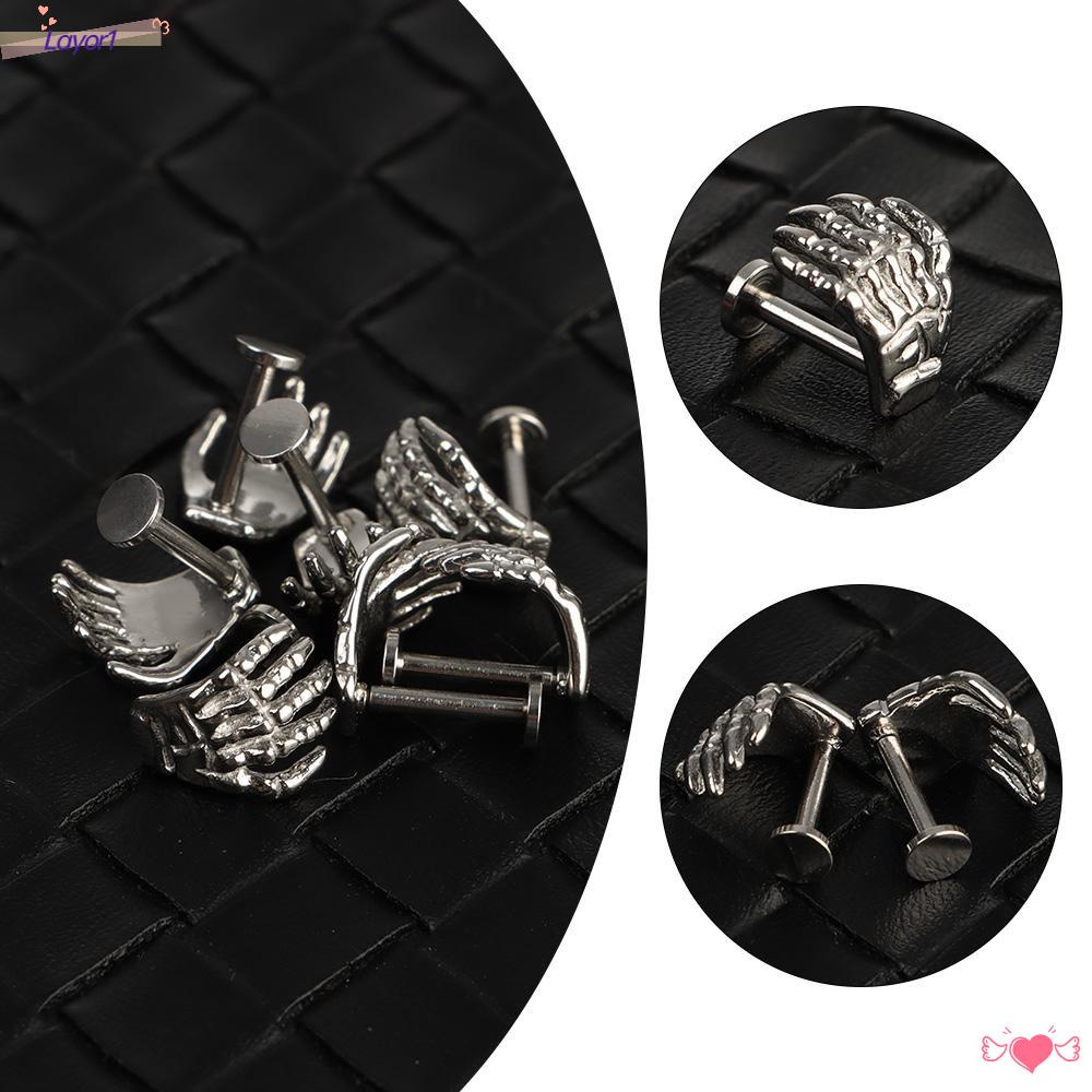 Layor1 Khuyên Xỏ Môi Bằng Thép Không Gỉ Hình Bàn Tay Quỷ Phong Cách Punk
