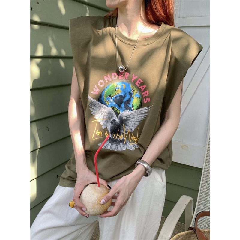 Áo Thun Sát Nách Dáng Rộng In Họa Tiết Thời Trang Mùa Hè