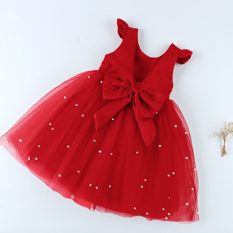 Đầm Công Chúa Dự Tiệc Đính Nơ Xinh Xắn Cho Bé Gái