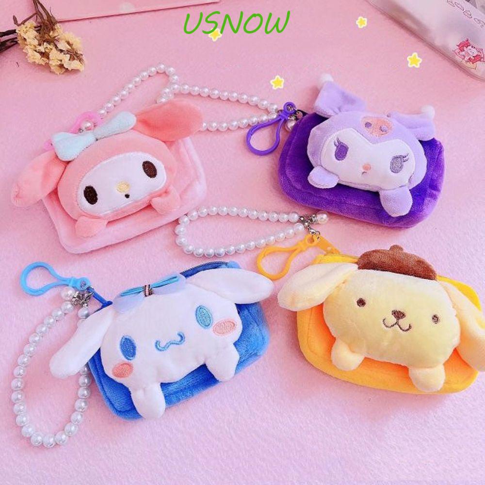 USNOW Ví Đựng Tiền Xu Hình Cún Kuromi Tai To Bằng Lông Có Khóa Kéo Cho Nữ