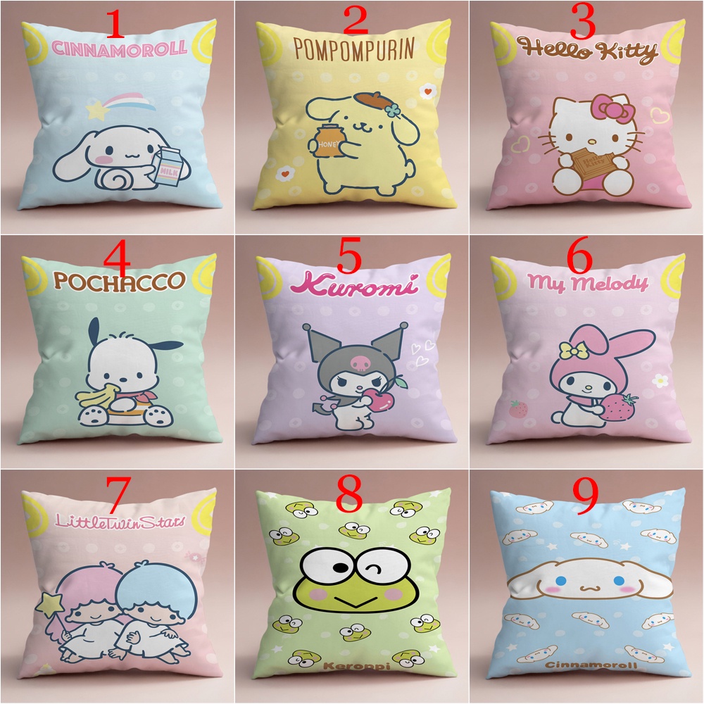 SANRIO Vỏ Gối Một Mặt In Họa Tiết Hoạt Hình Hello Kitty / Pochacco / Kuromi / Keroppi / Cinnamoroll Dễ Thương Trang Trí Nhà Cửa / Xe Hơi