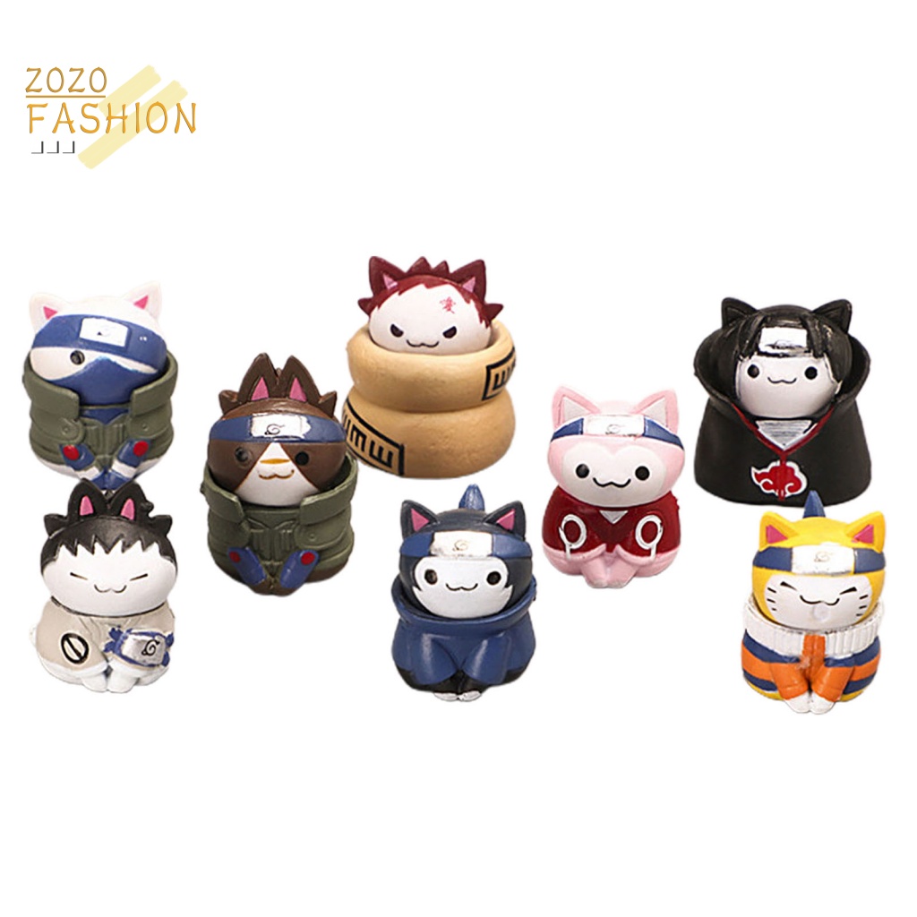 Bộ 8 Đồ trang trí Mèo Mini Trong Naruto Dùng Trang Trí Tiểu Cảnh