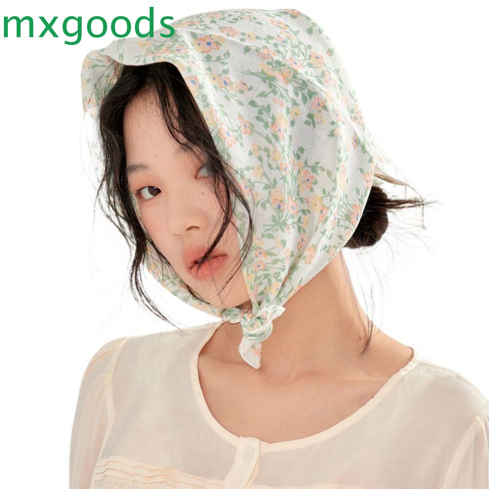 Khăn Quàng Cổ Bandanas Hình Vuông Họa Tiết Kẻ Sọc Dễ Thương Cho Nữ