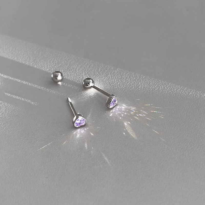We Flower Bông Tai Đính Đá Zircon Hình Trái Tim Bằng Thép Không Gỉ Chống Dị Ứng Thời Trang Cho Nữ
