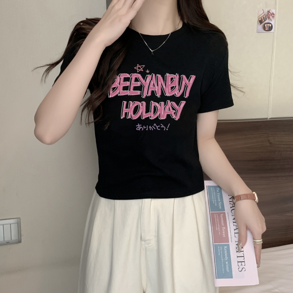 Áo Thun Ngắn Tay Dáng Rộng In Họa Tiết Thời Trang Mùa Hè Hàn Quốc Dành Cho Nữ