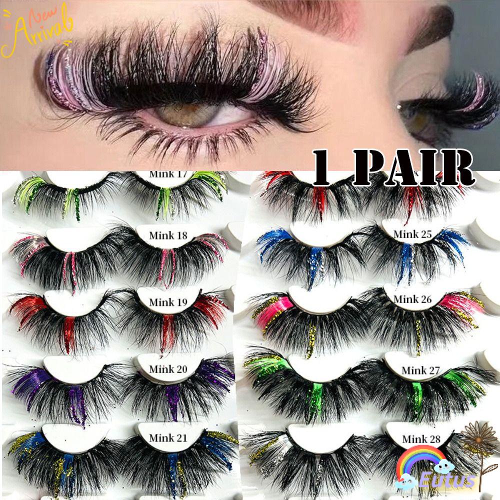 1 Cặp Lông Mi Giả Dài Tự Nhiên Handmade Nhiều Màu Sắc EUCA