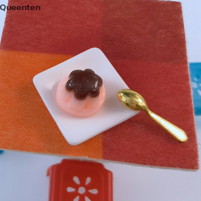 1 Bộ Mô Hình Bánh Pudding Trái Cây Tỉ Lệ 1: 12 Kèm Muỗng Trang Trí Nhà Búp Bê