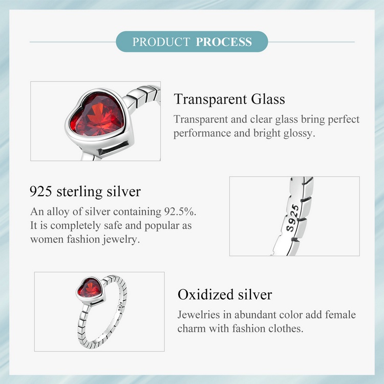 BAMOER Nhẫn bạc 925 HìNh TráI Tim Vintage Cho Nữ