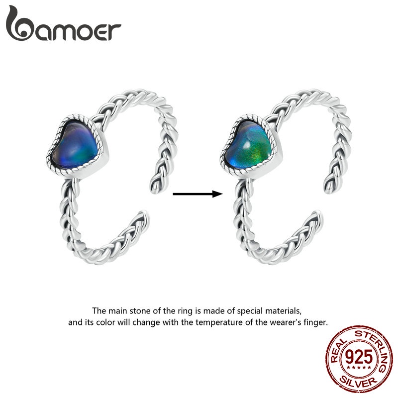 BAMOER Nhẫn Xi bạc 925 HìNh TráI Tim Cho Nữ