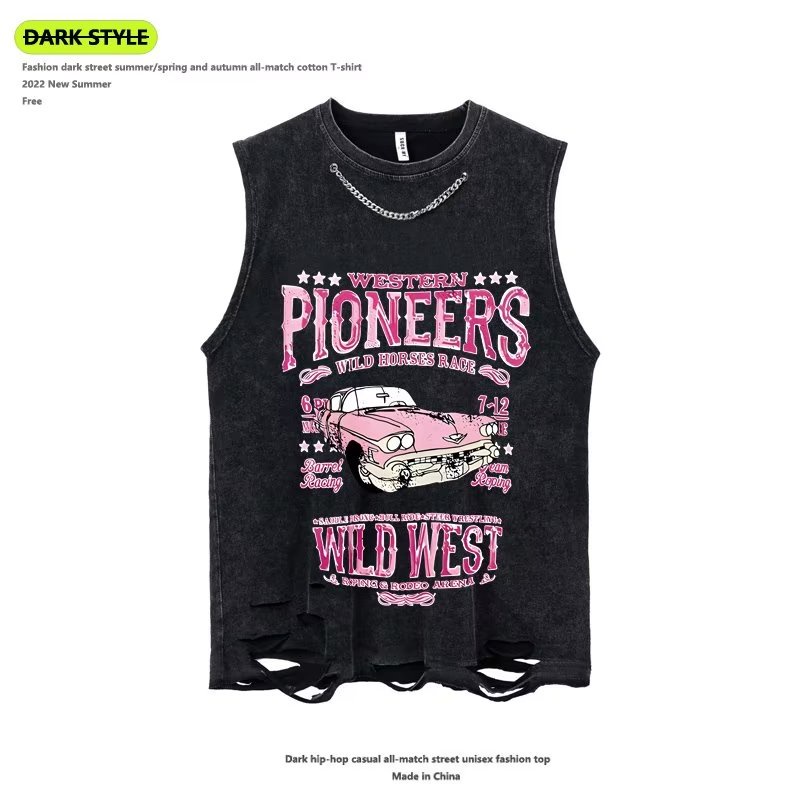 Áo Ba Lỗ Dáng Rộng In Chữ Phong Cách Hip Hop Thời Trang Mùa Hè Chất Lượng Cao Cho Nam Và Nữ