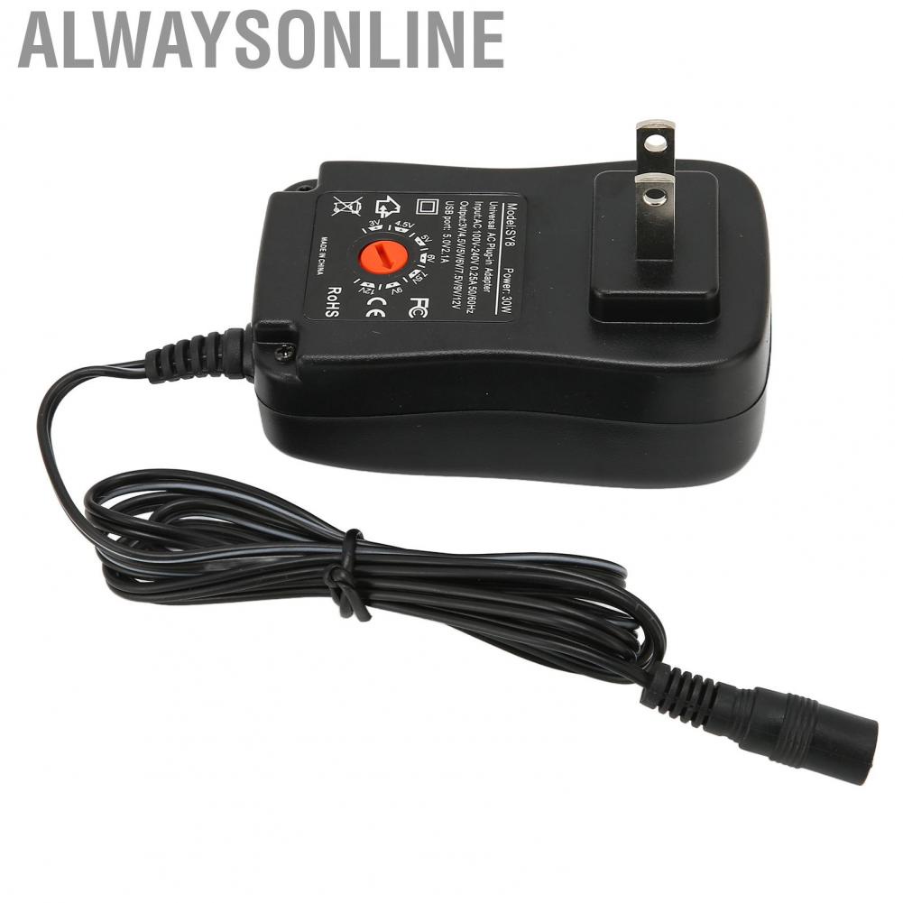 Alwaysonline Multifunctional 30W Universal Power Adapter With USB Port Voltage