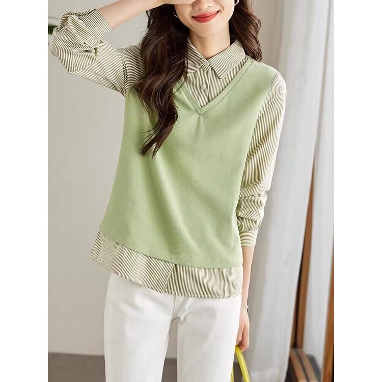 Áo Sơ Mi Nữ Dài Tay Cổ Bẻ Thời Trang Hàn