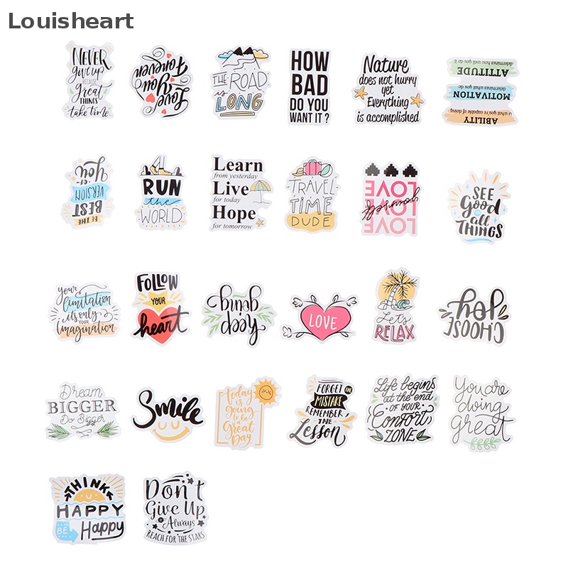 Bộ 50 Sticker Câu Trích Dẫn Động Lực Louisheart TFG Chống Thấm Nước
