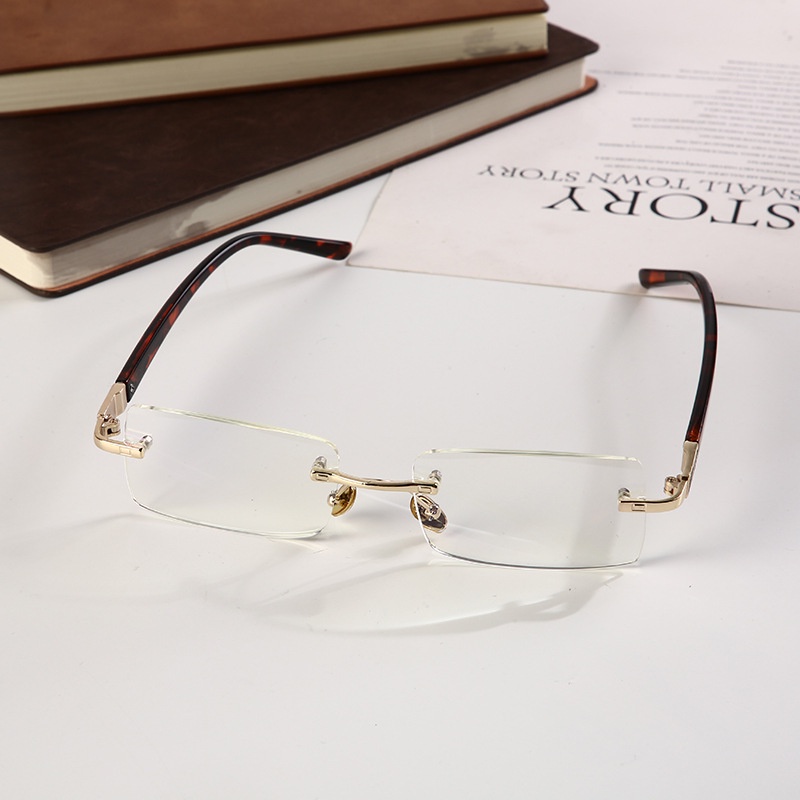 【+0°~+400°Mắt Kính Đọc Sách Chống Ánh Sáng Xanh Không Viền Mới Cho Nam